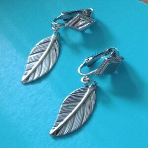 Silver-tone Feather Clip-ons